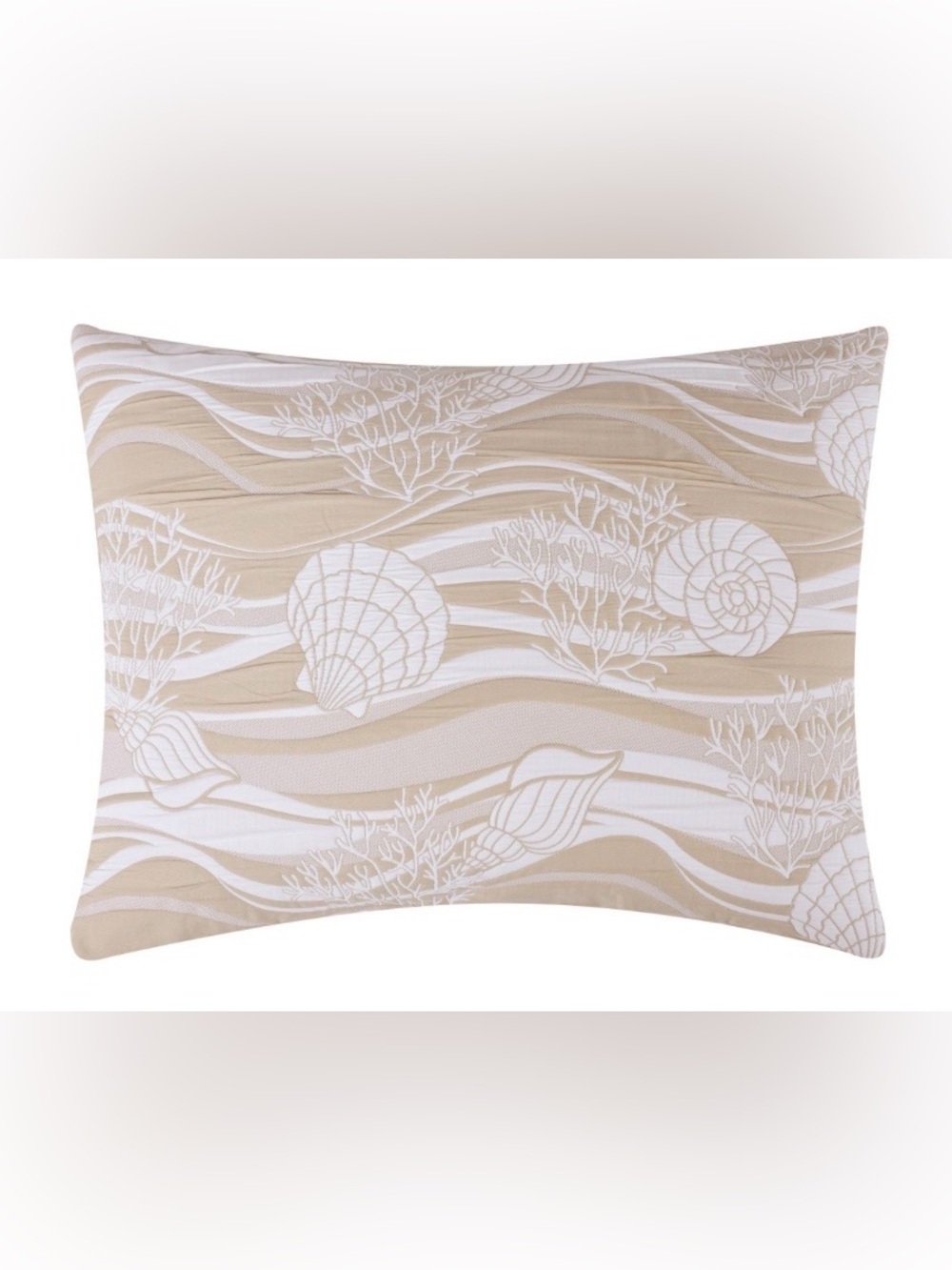 ‘The Dover Collection’ Coastal Pillow Sham 20x26” (1-Count) BEIGE White